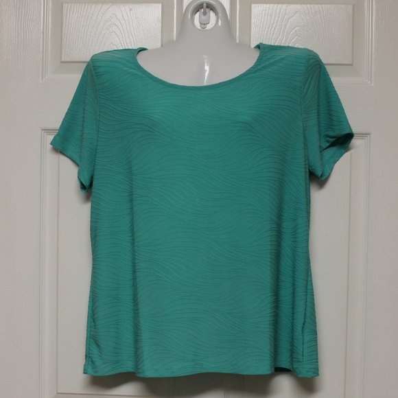 Macy’s JM Collection XL Jacquard Knit Tee W/Tag Cabana Teal (#12422CT) - Picture 1 of 3